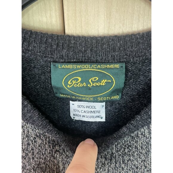 Peter Scott Men's Gray Wool Cashmere Argyle V-Neck Pullover Sweater XL Preppy - Picture 2 of 5